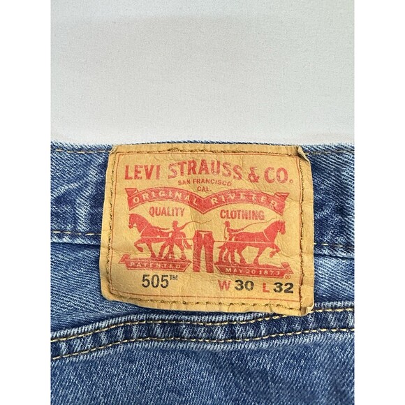 Levi's 505 Regular Men's Jeans Straight Leg 30x32 Blue Jeans - Picture 3 of 7